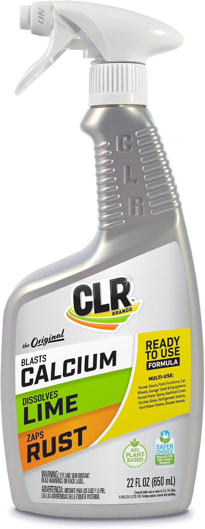 CLR BrandsÂ® Lime & Rust Remover, Blasts Calcium, Dissolves Lime, Zaps Stubborn Rust Stains and Hard Water, 22 Ounce Spray Bottle (Pack of 1)
