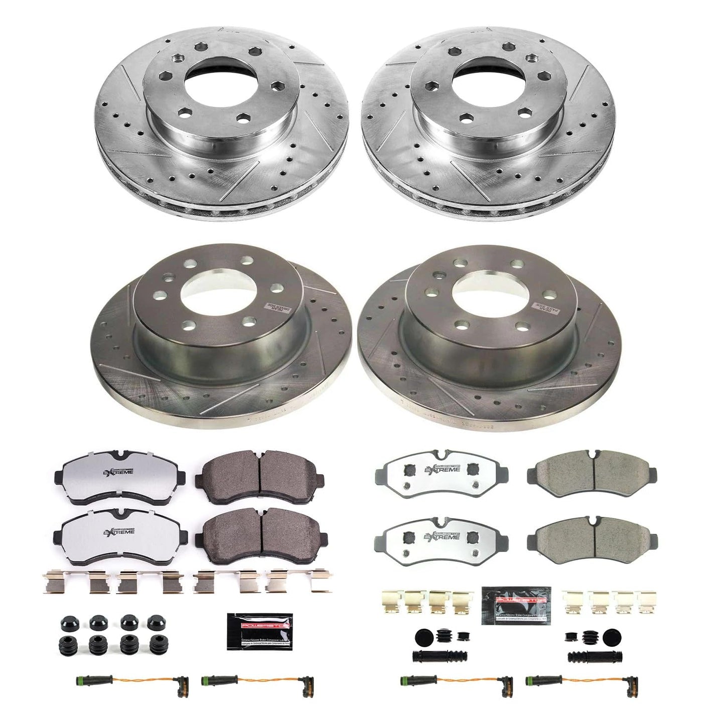 PowerStop Front & Rear Brake Kit For Freightliner Sprinter 1500 2019-20 |Mercedes-Benz Sprinter 2500 2019-24 - Truck & Tow Carbon Fiber Ceramic Brake Pads + Drilled & Slotted Rotors Upgrade, K8661-36