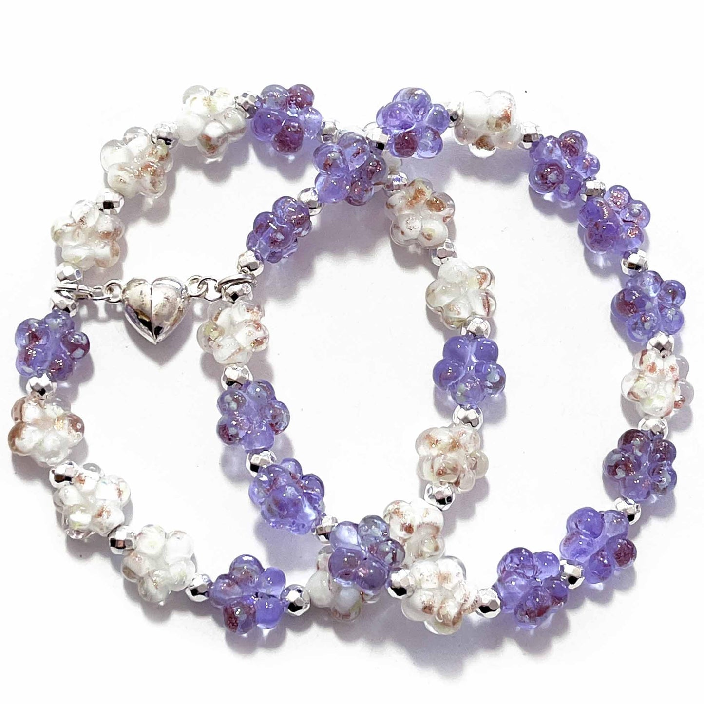 ARTSY Crafts Glow in the Dark Firefly Beads Bracelet, Unique Inspirational Bracelets with Meaning, Mermaid Crystal Healing Chakra Birthday Gifts (White+Lavender 6-7")