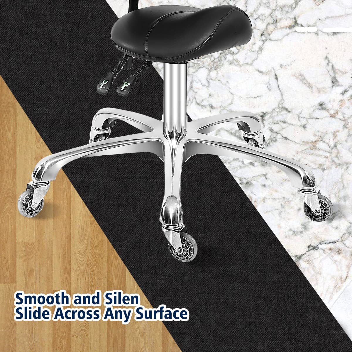 Antlu Saddle Stool Dental Hygienist Chair with Back Support, Rolling Esthetician Saddle Stool for Lash Salon Tattoo Shop Spa Dentist Clinic (with Backrest, Black)