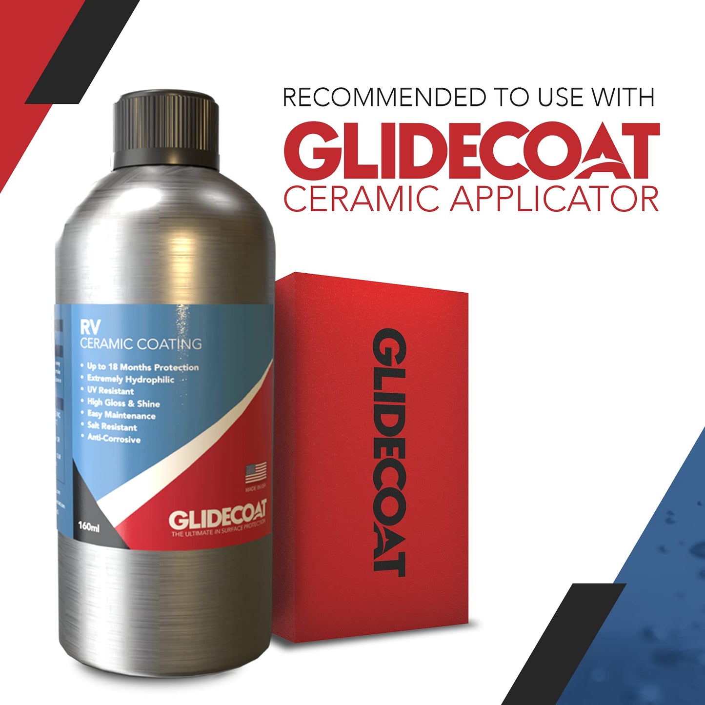 Glidecoat RV Ceramic Coating - 160ml - Wax Alternative for Campers, Travel Trailers & 5th Wheels - Up to 2 Years UV Protection, Super Hydrophobic Surface Repels Contaminants, Better-than-new Shine