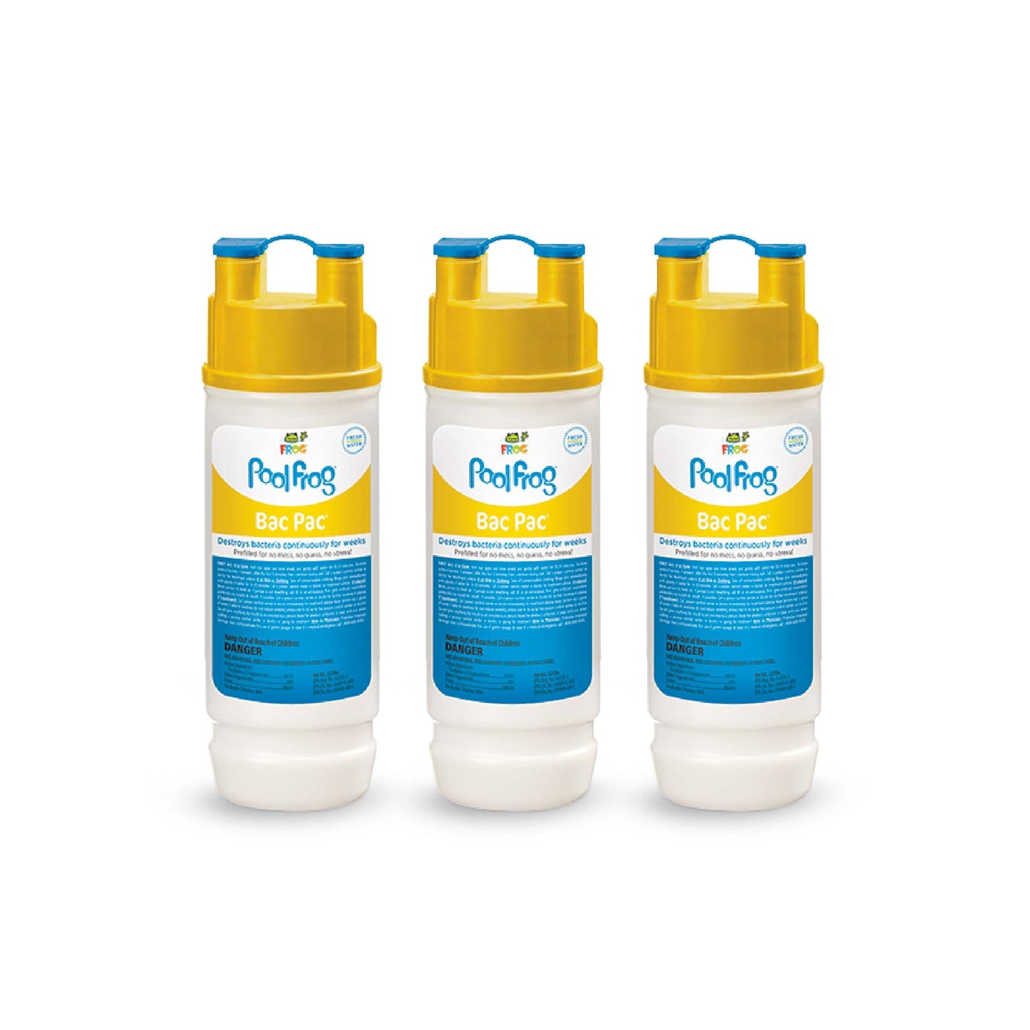FROG Bac Pac Replacement Chlorine Cartridges for use with Pool FROG Model 5400 and 6100 Cyclers - Prefilled for Easy & Convenient Pool Sanitizing & Water Care - 3 Pack
