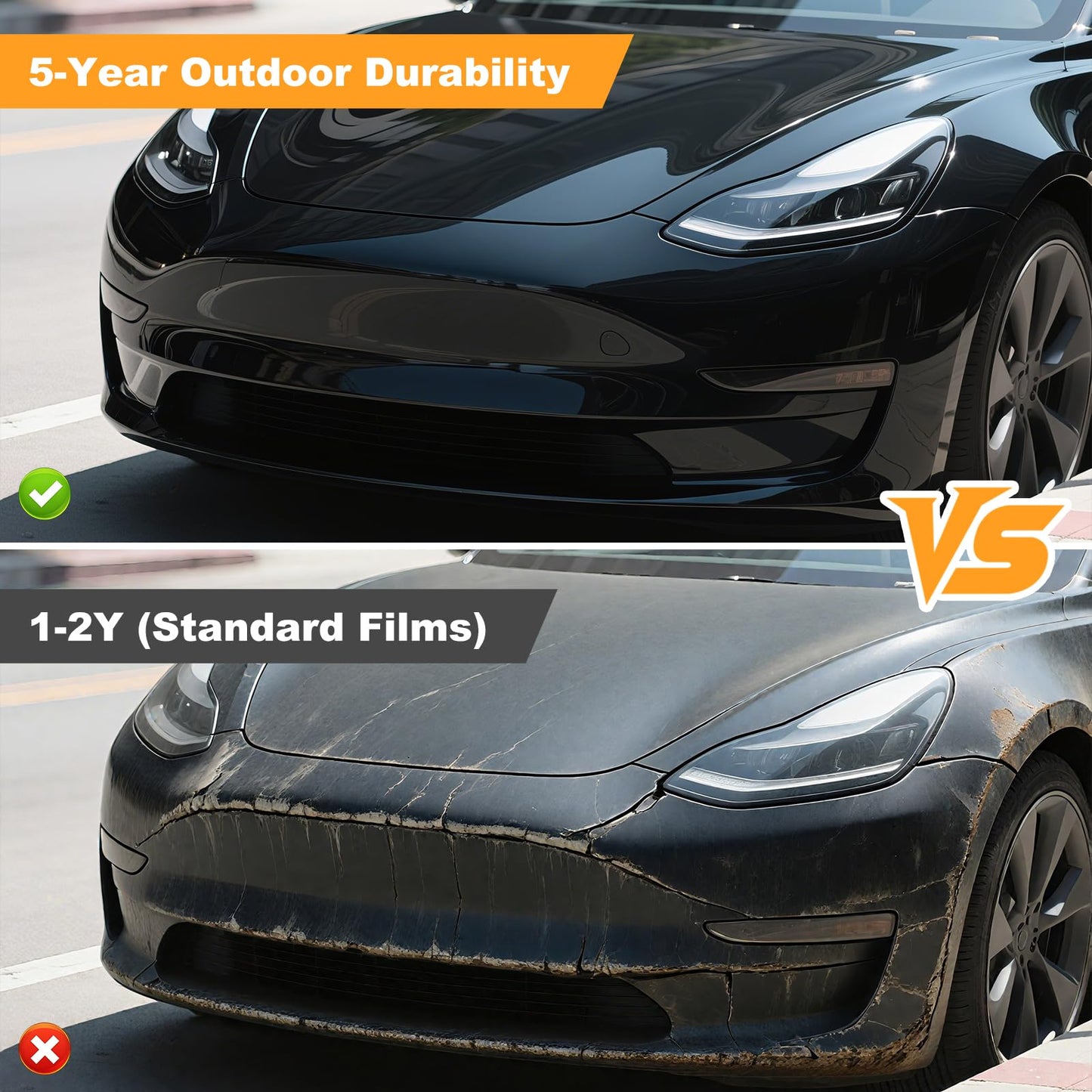 SARCRY Gloss Piano Black Vinyl Car Wrap 50ft x 5ft (17m x 1.52m) - Premium High Gloss Black Vinyl Wrap Film with Air Release, UV Protection, Truck, SUV DIY Paint Protection (for Full Car)