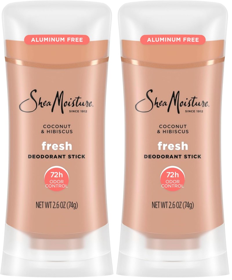 SheaMoisture Deodorant Stick 72h Odor Control Coconut & Hibiscus Fresh Aluminum Free 2.6 oz,(Pack of 2)