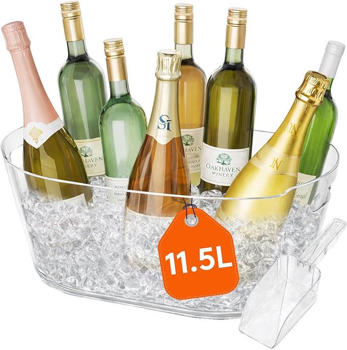 Lifewit 11.5L Ice Bucket for Parties, Large Portable Drink Bucket for Cocktail Bar, Champagne Cooler for Beverage/Wine/Beer, Mimosa Bar Supplies Chiller Tub with Scoop 38 x18x20â¯cm/15x7x8 inches