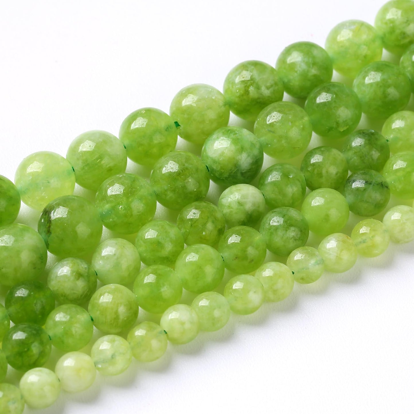 90pcs 4mm Natural Peridot Green Lace Jades Beads Round Loose Spacer Beads for Jewelry Making DIY Bracelets Crystal Energy Healing Power Stone 15 Inch(4mm, Green Peridot Jade)