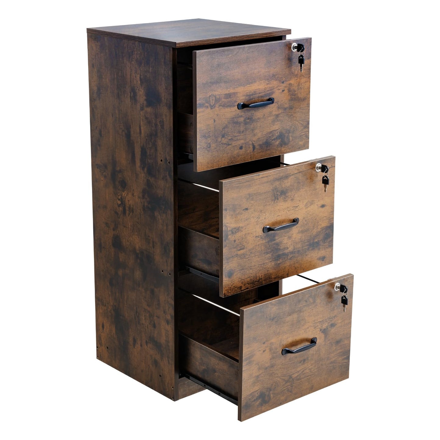 VEVOR 3 Drawer File Cabinet with Lock, Vertical Filing Storage Cabinets for Home Office, Heavy-Duty Locking Cabinet with 2-Level Adjustable Hanging Rod for A4/Letter/Legal Size File, Easy Assembly