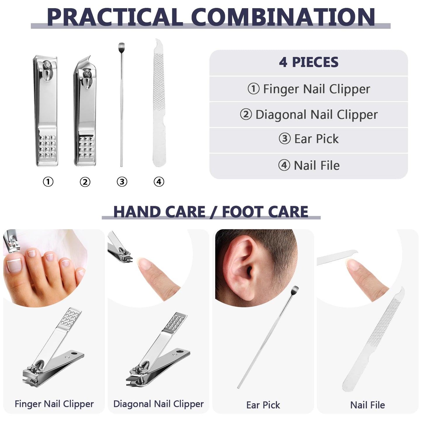 Leriton 70 Set Manicure Set Bulk Professional Nail Care Kit Nail Clippers Kit Stainless Steel Pedicure Set with Travel Case Multicolor Portable Grooming Kits Gifts for Men Women (4 in 1,2.7x3.75'')