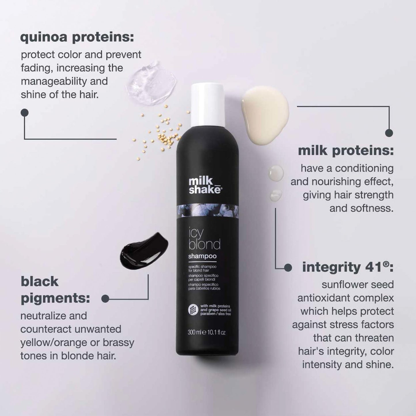 milk_shake icy blond shampoo | award winning shampoo with black pigment to cool brassy tones and enhance platinum blonde hair | ideal for maintaining icy, ash-toned color 33.8 fl oz