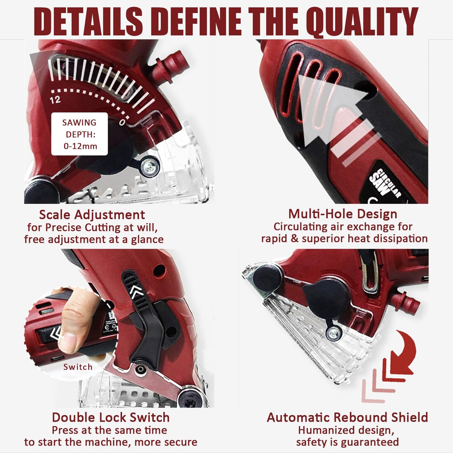 Mini Circular Saw Set, 400W High Power Compact Saw for Drywall, Tile, Metal, Wood, with 6 Blades & Tool Box