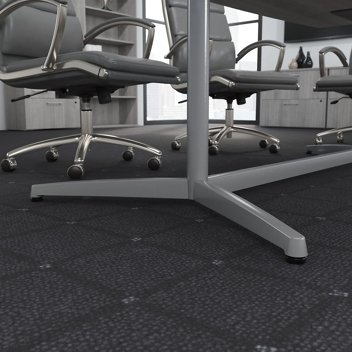 Bush Business Furniture 96-inch Office Conference Table with Metal Base, Boardroom Meeting Space for 8 Users, Platinum Gray