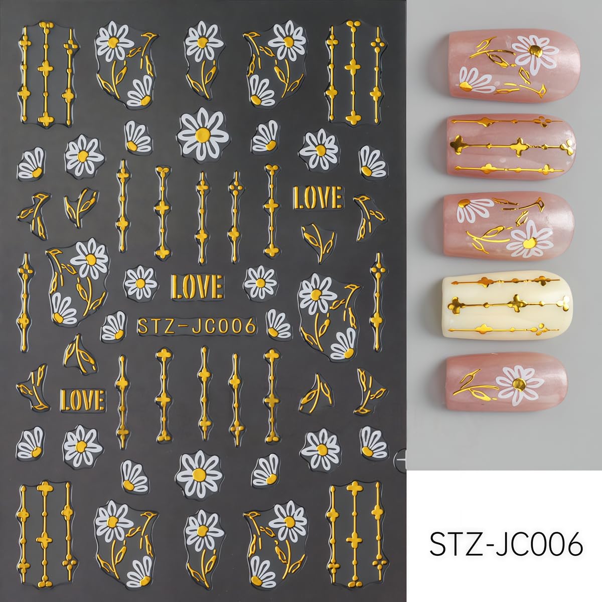 6 Sheets Flower Nail Stickers for Nail Art Spring Nail Decals 5D Self-Adhesive Glitter Butterfly Nail Design Summer Nails Supplies for Women Girls DIY Nail Art Decor