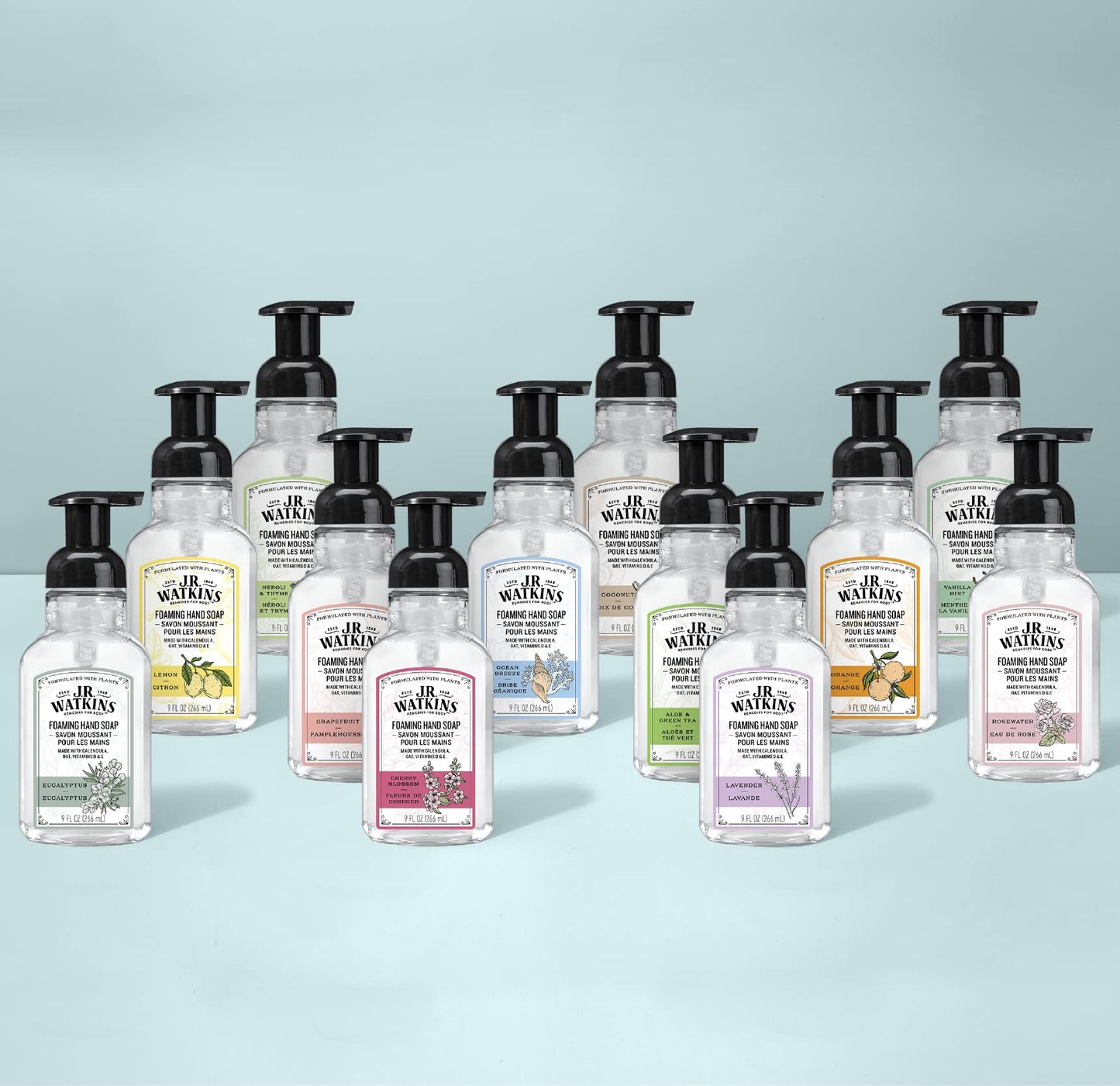 J.R. Watkins Foaming Hand Soap Pump with Dispenser, Moisturizing Hand Soap Foam, Alcohol-Free and Cruelty-Free, Use for Kitchen or Bathroom, Noix De Coco/Coconut, 9 fl oz, 3 Pack