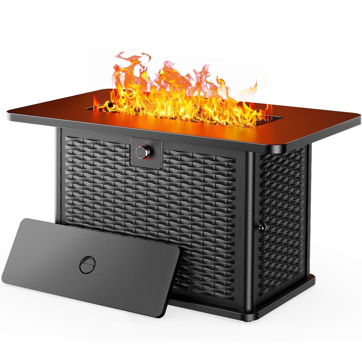Ciays 43-Inch Rectangular Propane Fire Pit Table - 60,000 BTU, CSA-Certified 2-in-1 Design, 304 Stainless Steel H-Burner, Included Cover & Lava Rocks - Ideal for Gatherings & Parties