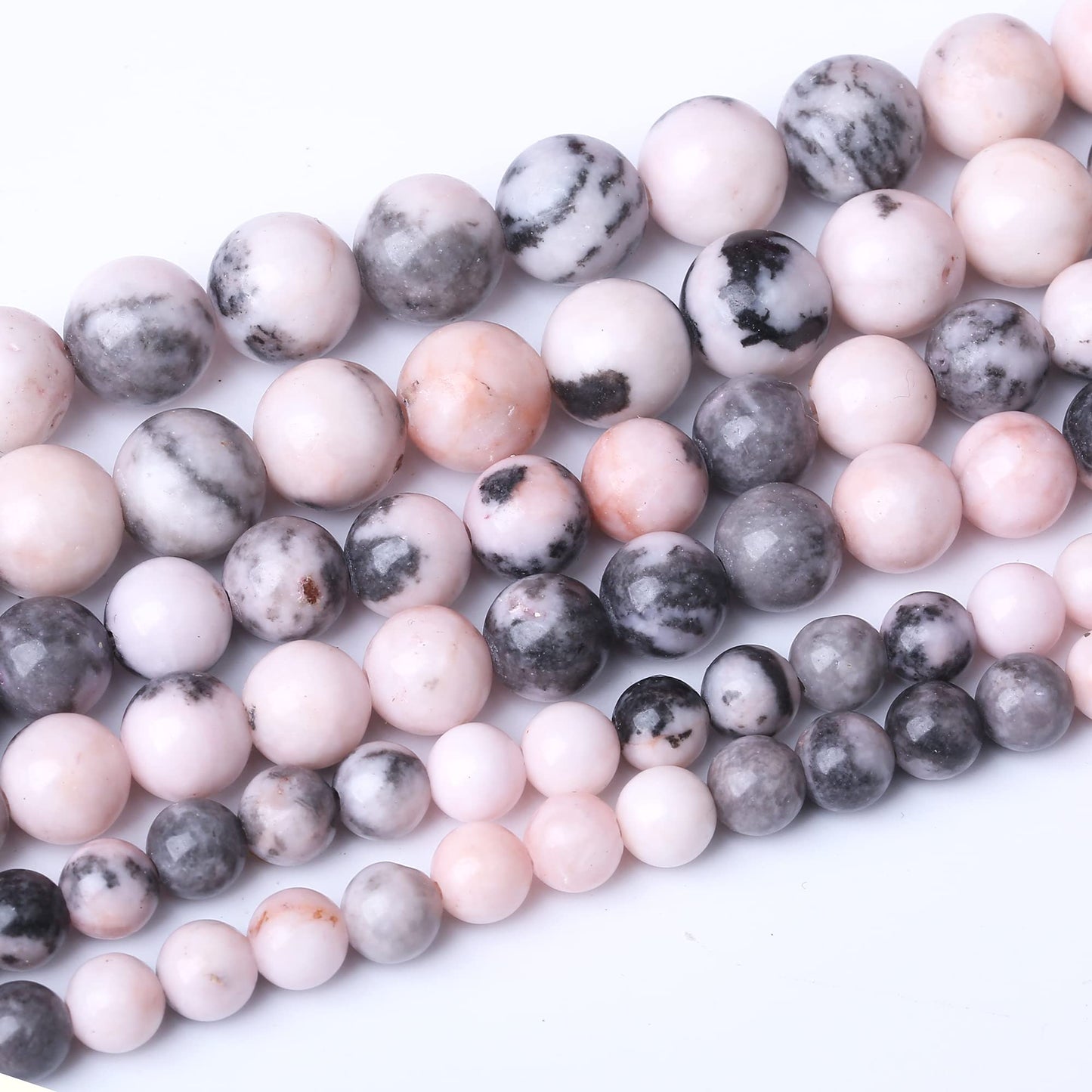 8MM Pink Zebra Jaspers Round Loose Beads Natural Gem Beads Crystal Energy Stone Beads for Jewelry Making DIY Bracelet Necklace