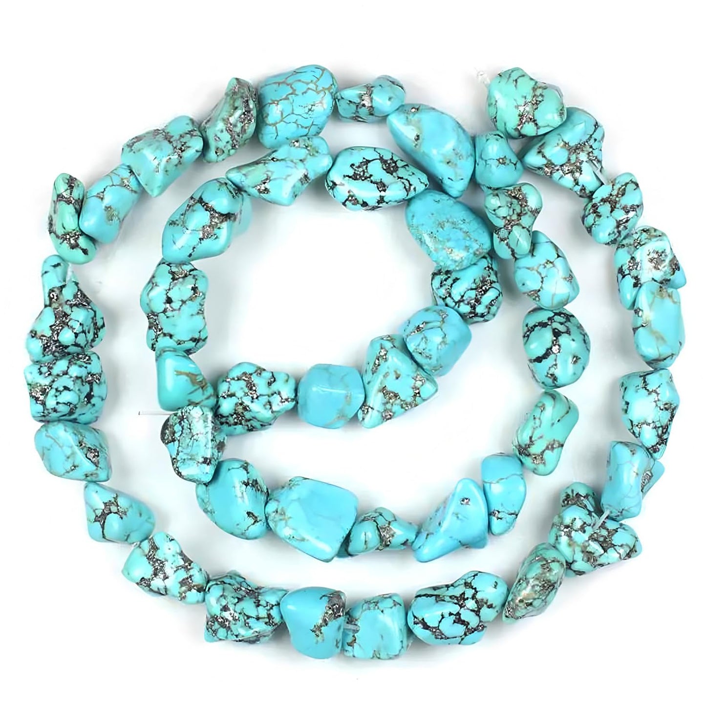HAAMIIQII 10-15mm Freeform Irregular Blue Turquoise Beads Loose Gemstone Beads for Jewelry Making Strand 15 Inch (22-30pcs)