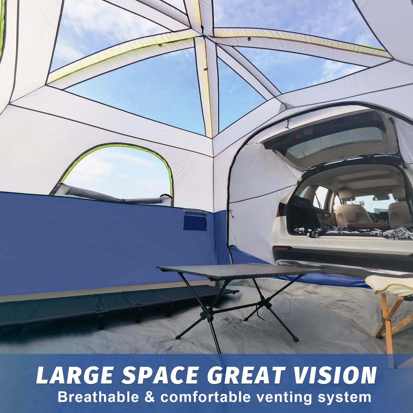 UNP SUV Tent for Camping, 6-Person Car Camping Tents, SUV Tailgate Tent for Outdoor, Easy Set Up with Rainfly 10'x9'x78in(H) (Dark Blue)