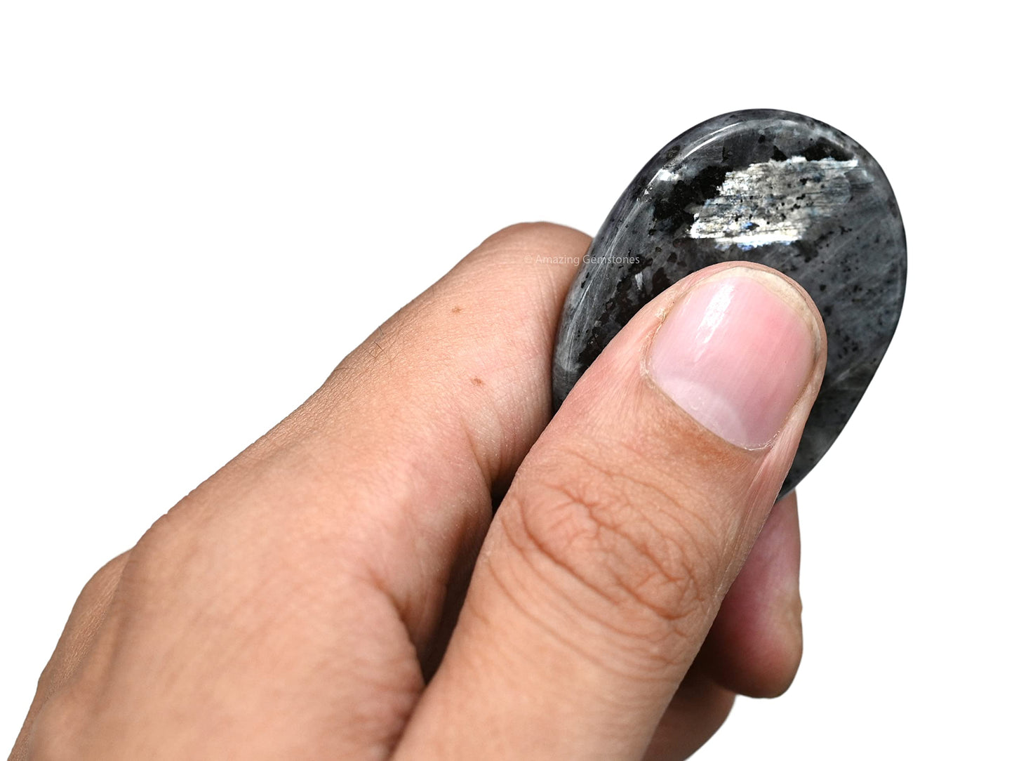Amazing Gemstone Larvikite Worry Stone Crystals and Healing Stones - Worry Stones for Stress Relief Gifts - Piedra Crystal Fidget for Meditation,Relaxation - Unique Stocking Stuffers & Birthday Gifts