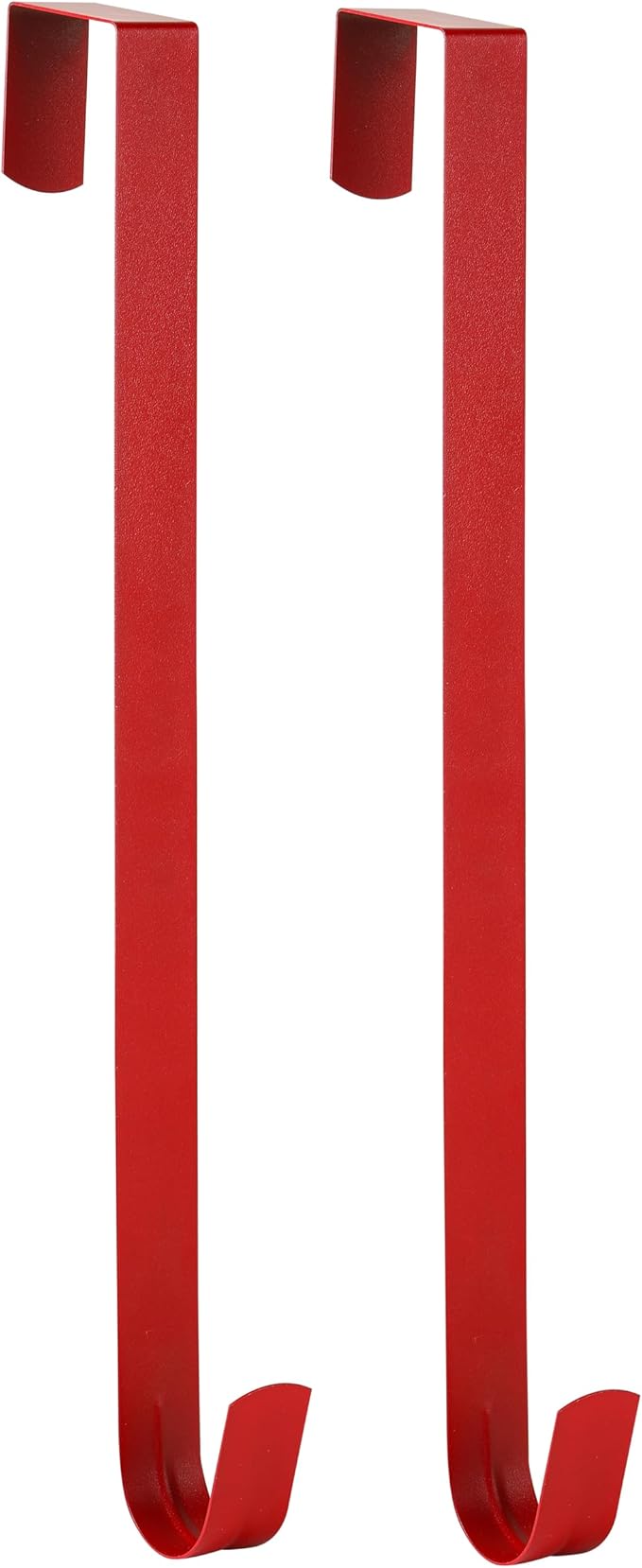 Wreath Hanger for Front Door, Slim Over The Door Hook, Easy to Use and Reusable Holiday Wreath Holder for Christmas, Thanksgiving, Halloween and Daily DÃ©cor (15" Red, 2)