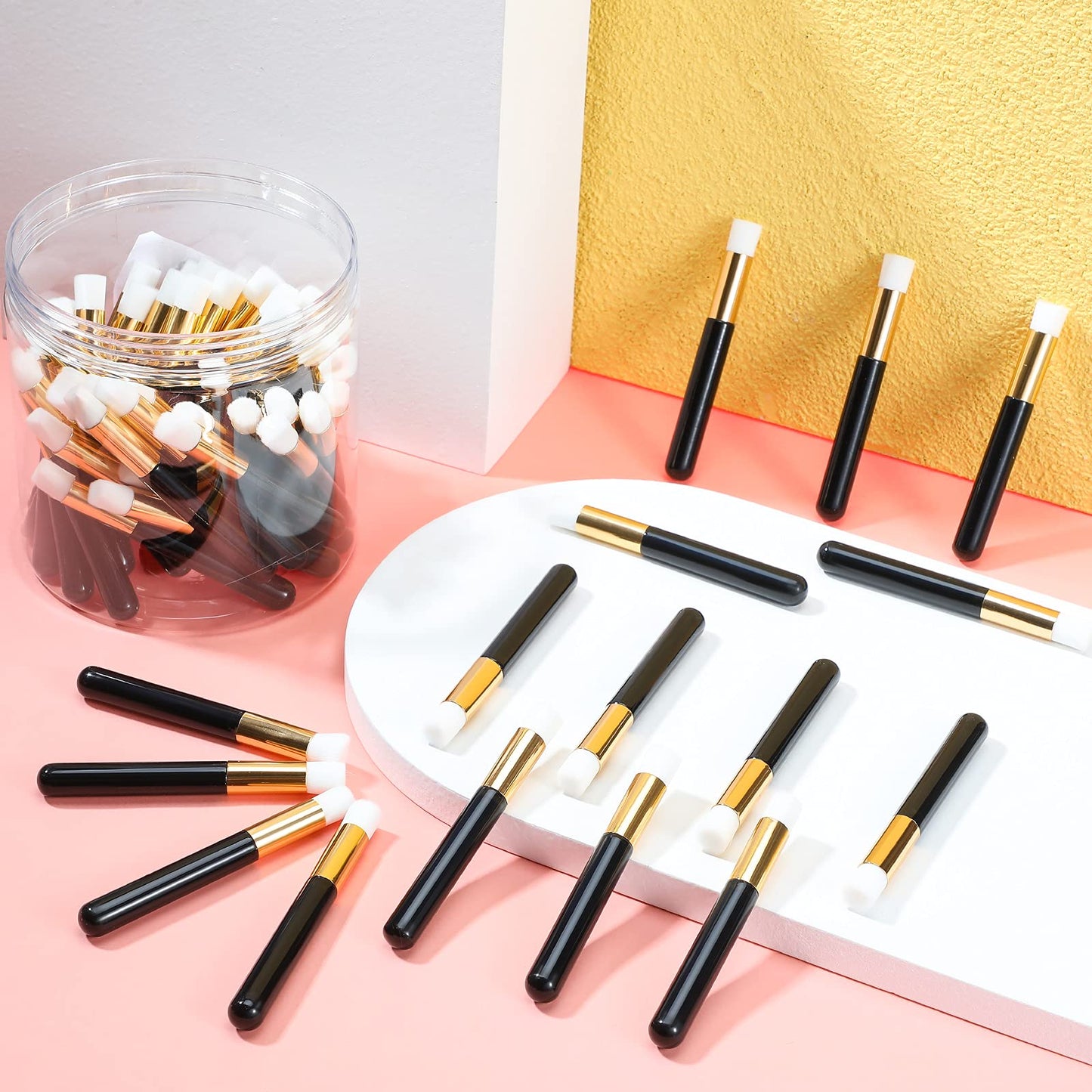 Patelai 60 Pieces Lash Shampoo Brushes with Container, Eyelash Extension Cleansing Brush Nose Pore Cleaning Tool Peel off Blackhead Removing Tool Cosmetic Lash Cleanser Facial Cleansing(Black)