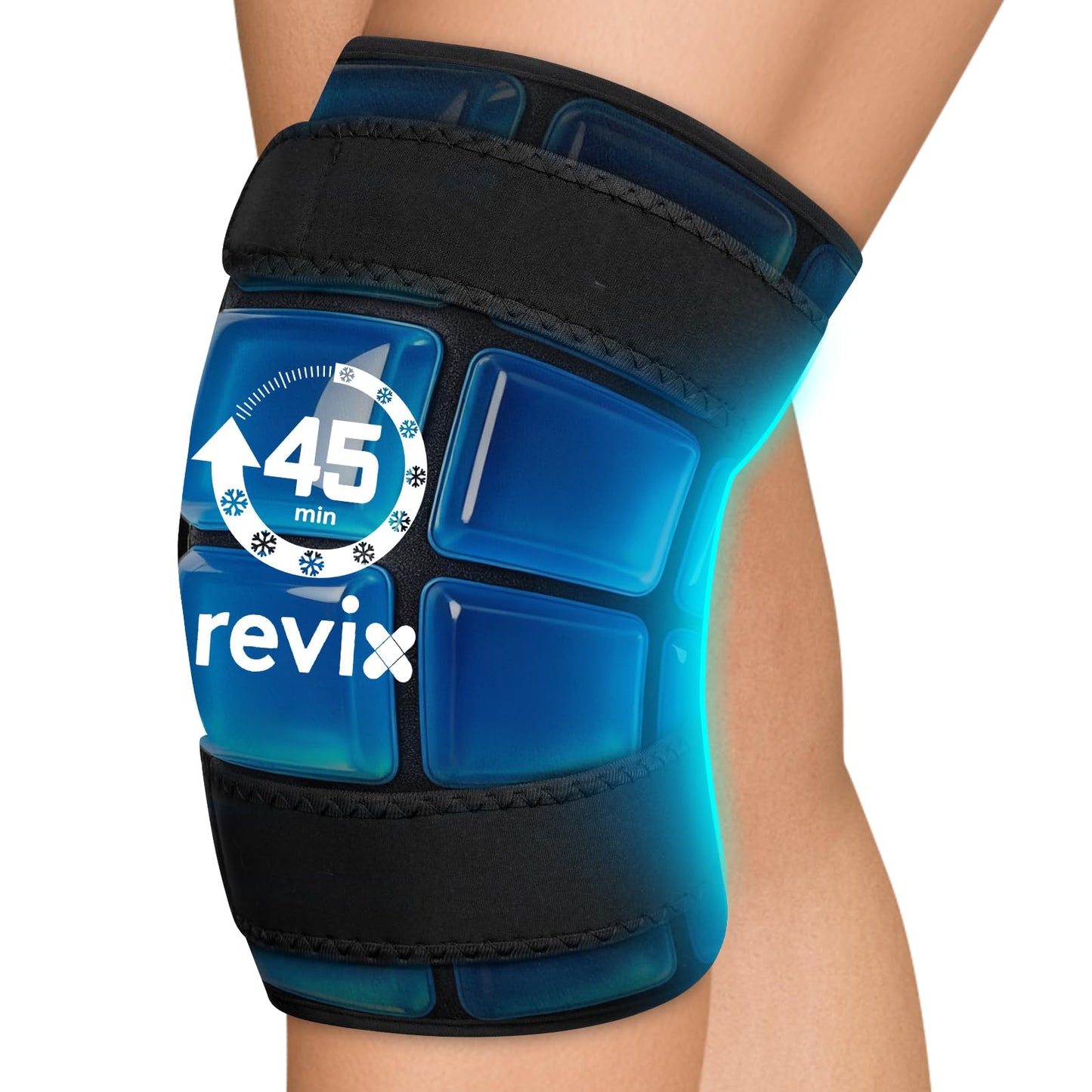 REVIX Knee Ice Pack Wrap, 45-Minute Long-Lasting Ice Pack for Knees with Ice Grid Gel Design, Reusable Gel Ice Wrap for Meniscus Tear, ACL, Cold Therapy for Elbows, Calves & Legs (12" × 9.5"")"