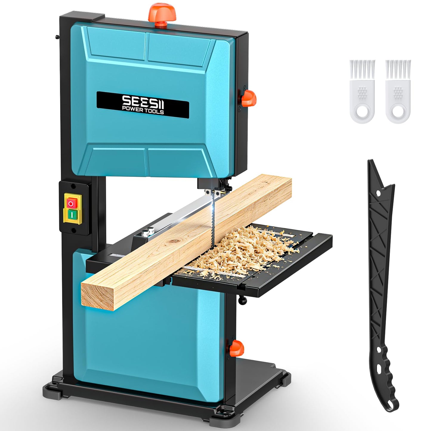SEESII Benchtop Band Saw for Woodworking: 3A-120V Bandsaw with 8" Cutting Width, Max 3-1/8" Cutting Height, Band Saws with 0-45° Tilting Worktable&Miter Gauge&Double-Sided Fence for Detailed Woodwork