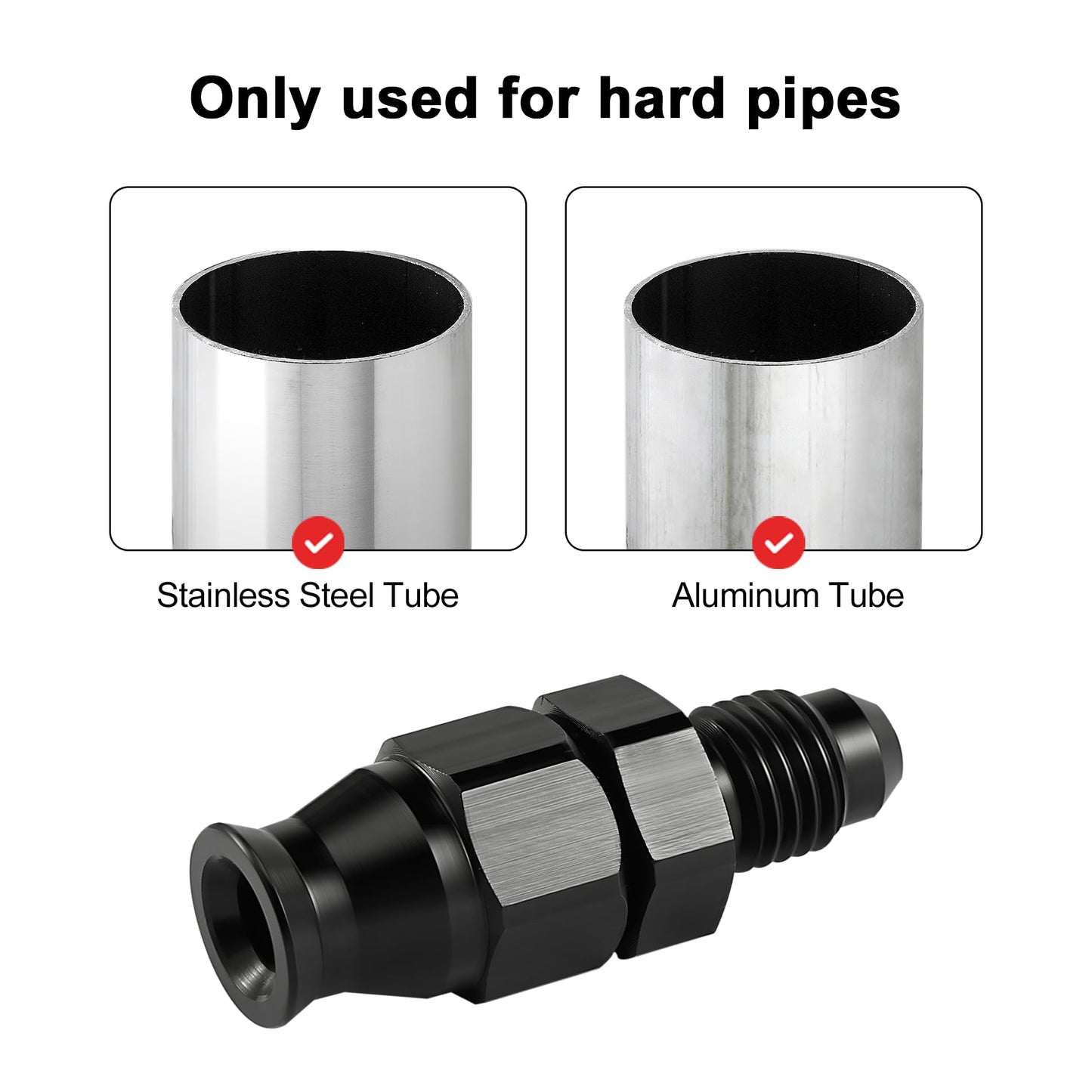 EVIL ENERGY 6AN Male to 3/8" Hardline Compression Fitting Adapter Aluminum Black 2PCS