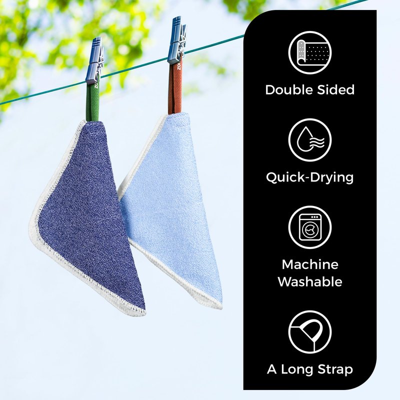 ZOMCHI Exfoliating Wash Cloths for Face and Body, Dual Sided Scrub Bath Cloth, Shower Wash Cloth for Men and Women, 2 Count (Rough and Gentle)