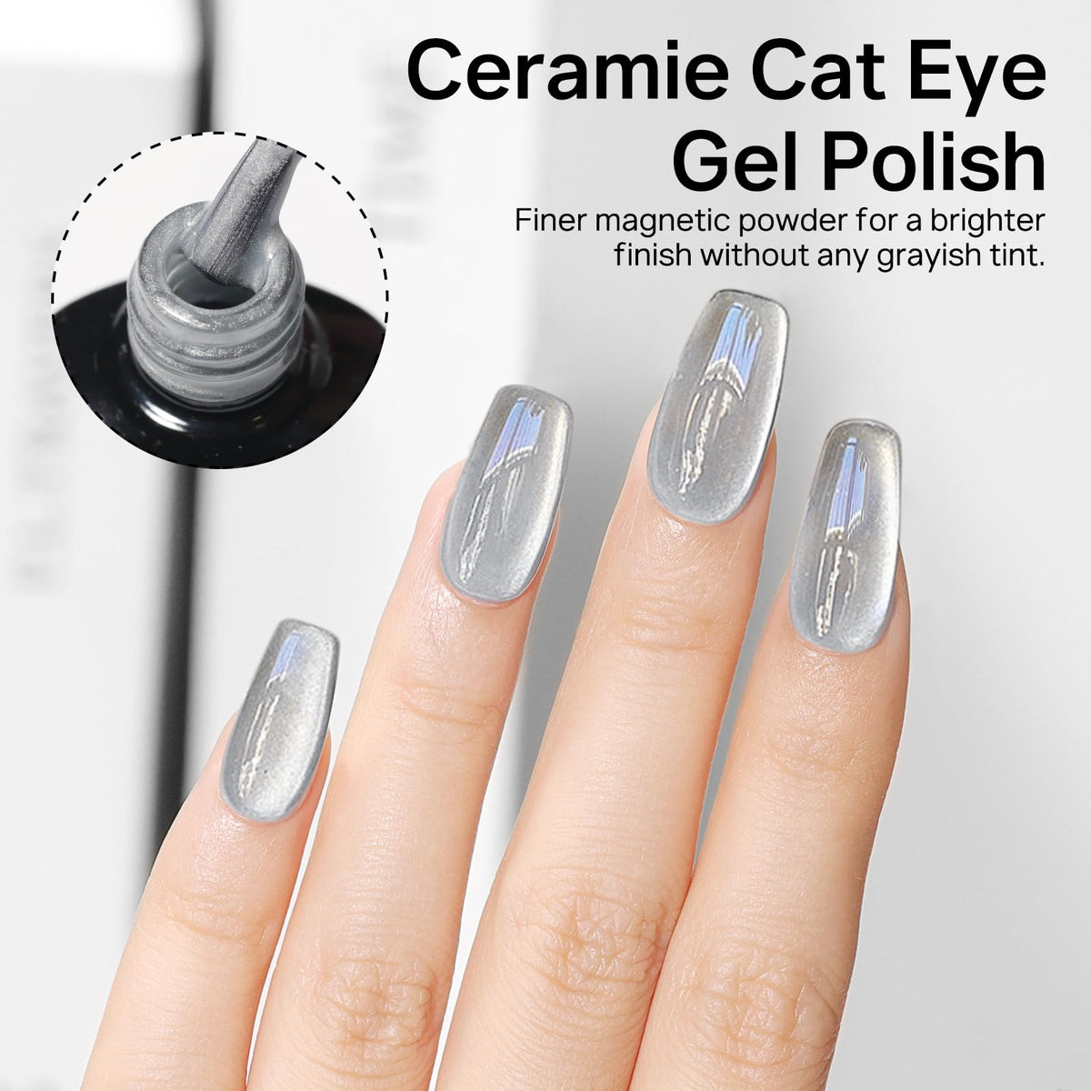 MIZHSE 8 Colors Cat Eye Gel Nail Polish, Glitter Magnetic Gel Polish Set with Magnet Stick, Holographic Shimmer Silver Brown Green Purple Colors Nail Gel Soak Off Nail Art Salon DIY Gift
