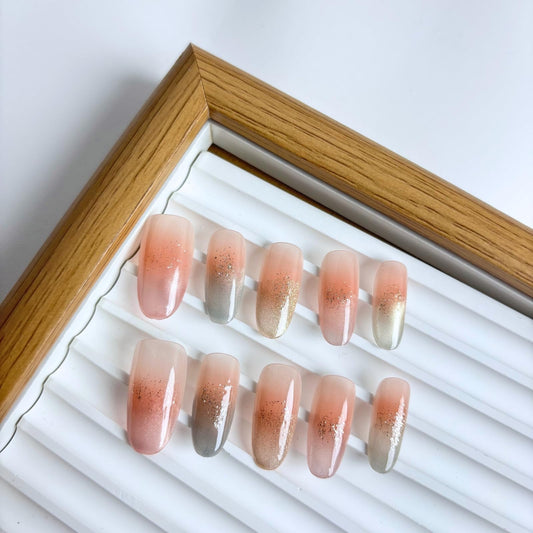 Yabonica 10Pcs Handmade Press On Nails (064P, S)
