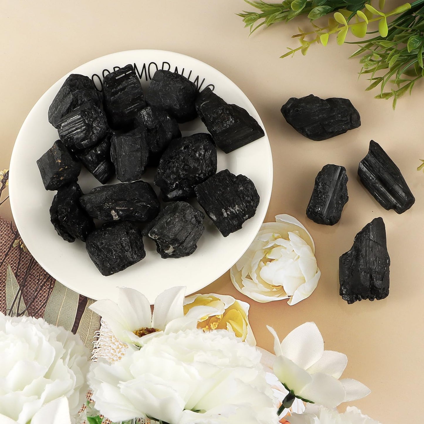 1Lb Natural Rough Black Tourmaline Crystals Stone Large Raw Black Tourmaline Healing Stones Bulk for Tumbling, Wicca & Reiki, Polishing, Wire Wrapping