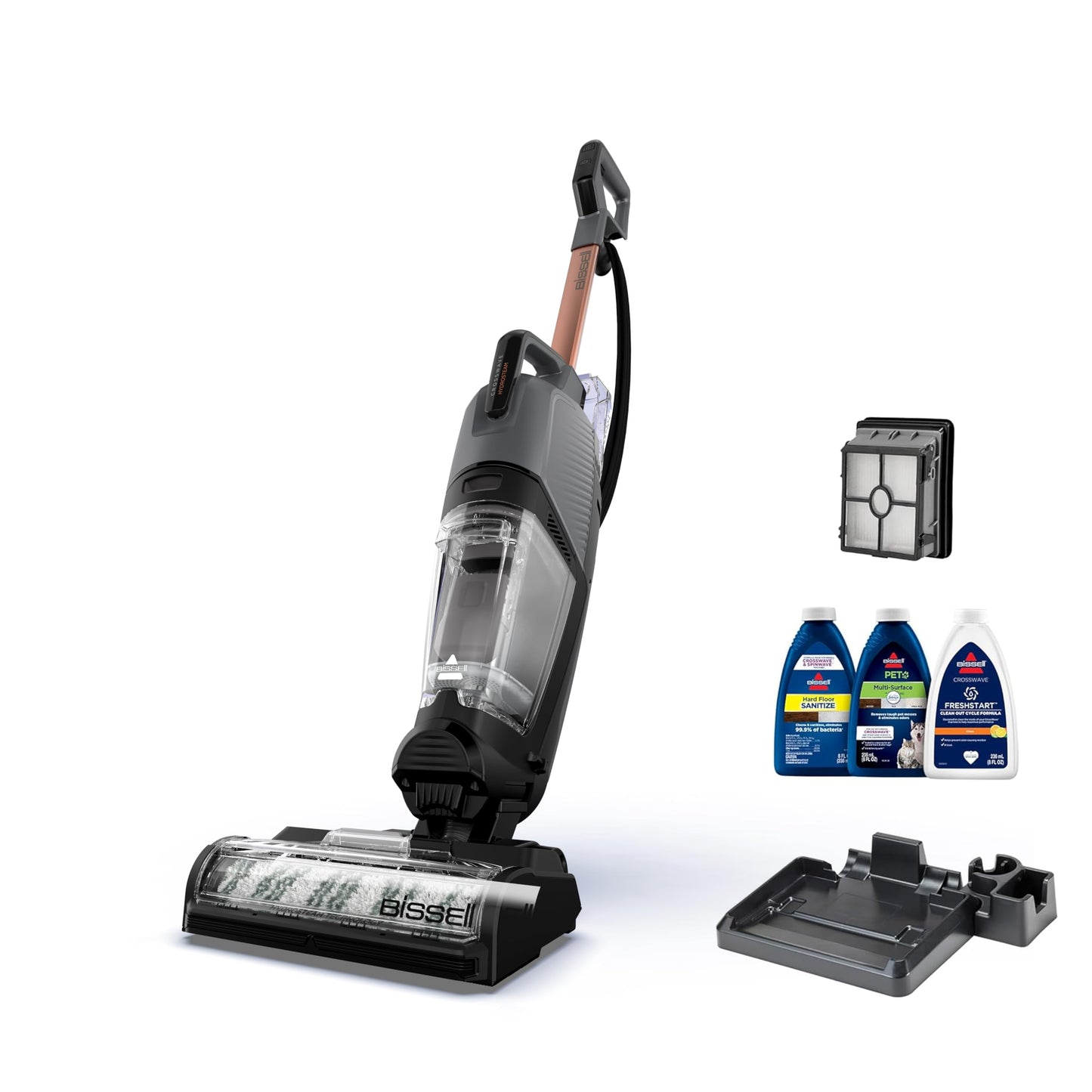 Bissell CrossWave HydroSteam Steam Mop, 3-in-1 Wet Dry Vacuum Mop with Steam Function, Hard Floor Cleaner Machine with Sanitize Formula, 35151