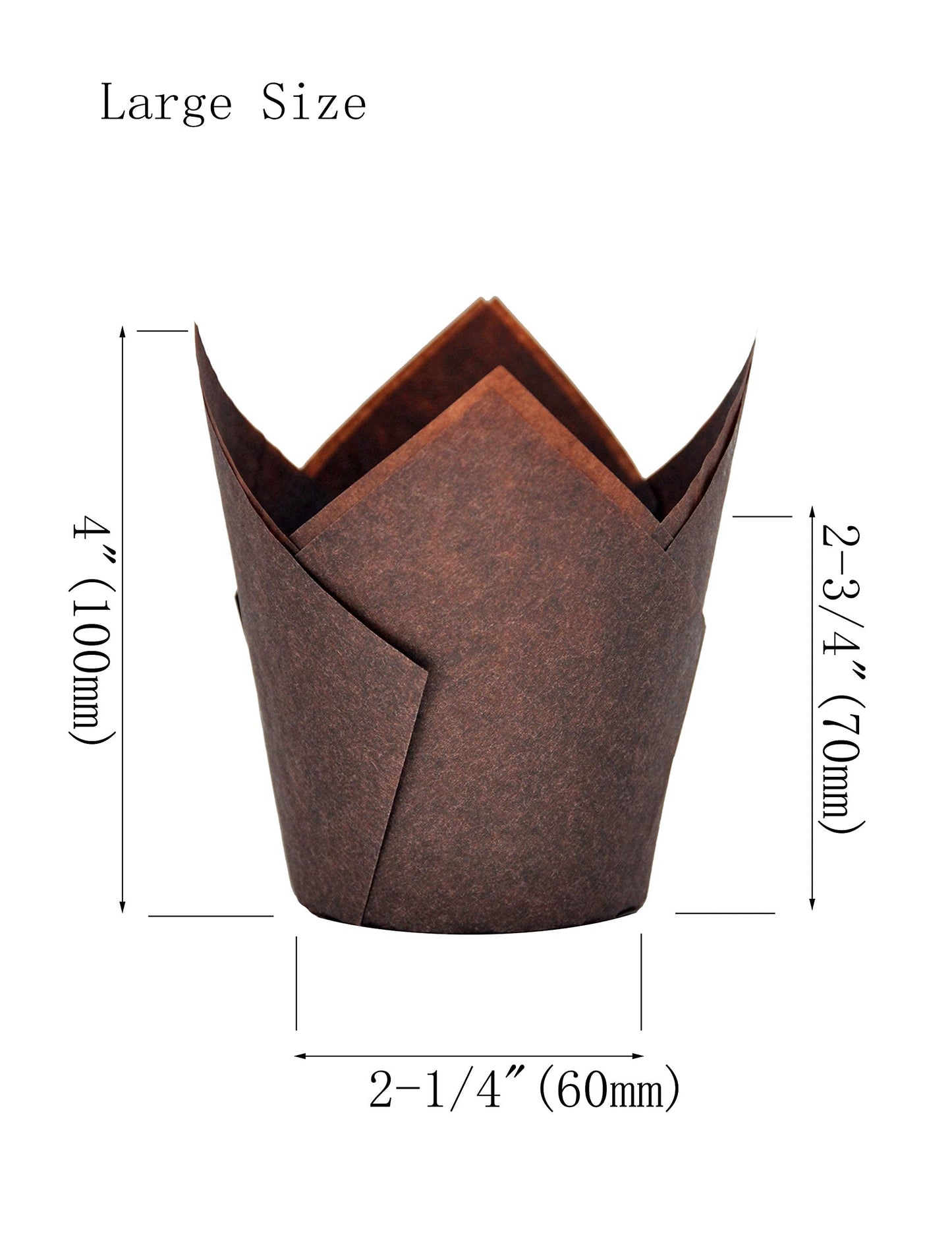 QLSmypkg Large Greaseproof paper Wrappers Muffin Baking cupcake cups liners, 2-1/4" x 4" Natural,Brown,White 3 colours in a box Tulip Baking Cups Holders 125 pcs (Large) (125, Multi 3)