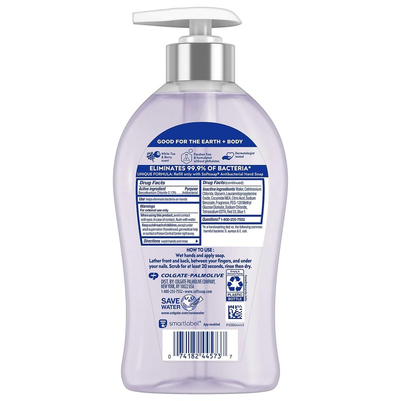 Softsoap Liquid Hand Soap Pump, Antibacterial White Tea and Berry Fusion, 11.25 Ounce