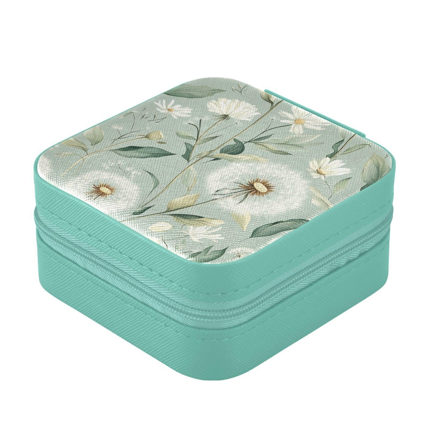 QwThum Travel Jewelry Case Jewelry Box Organizer for Women Girls Man Small Mini Portable Jewelry Storage Box for Earring Ring Necklace Polka Dots Green