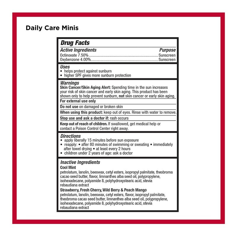 Carmex Daily Care and Daily Care Minis Moisturizing Lip Balm Pack, SPF 15, Multi-Flavor Lip Care Variety Pack Bag, 8 Count (3 Tubes, 5 Mini Tubes)
