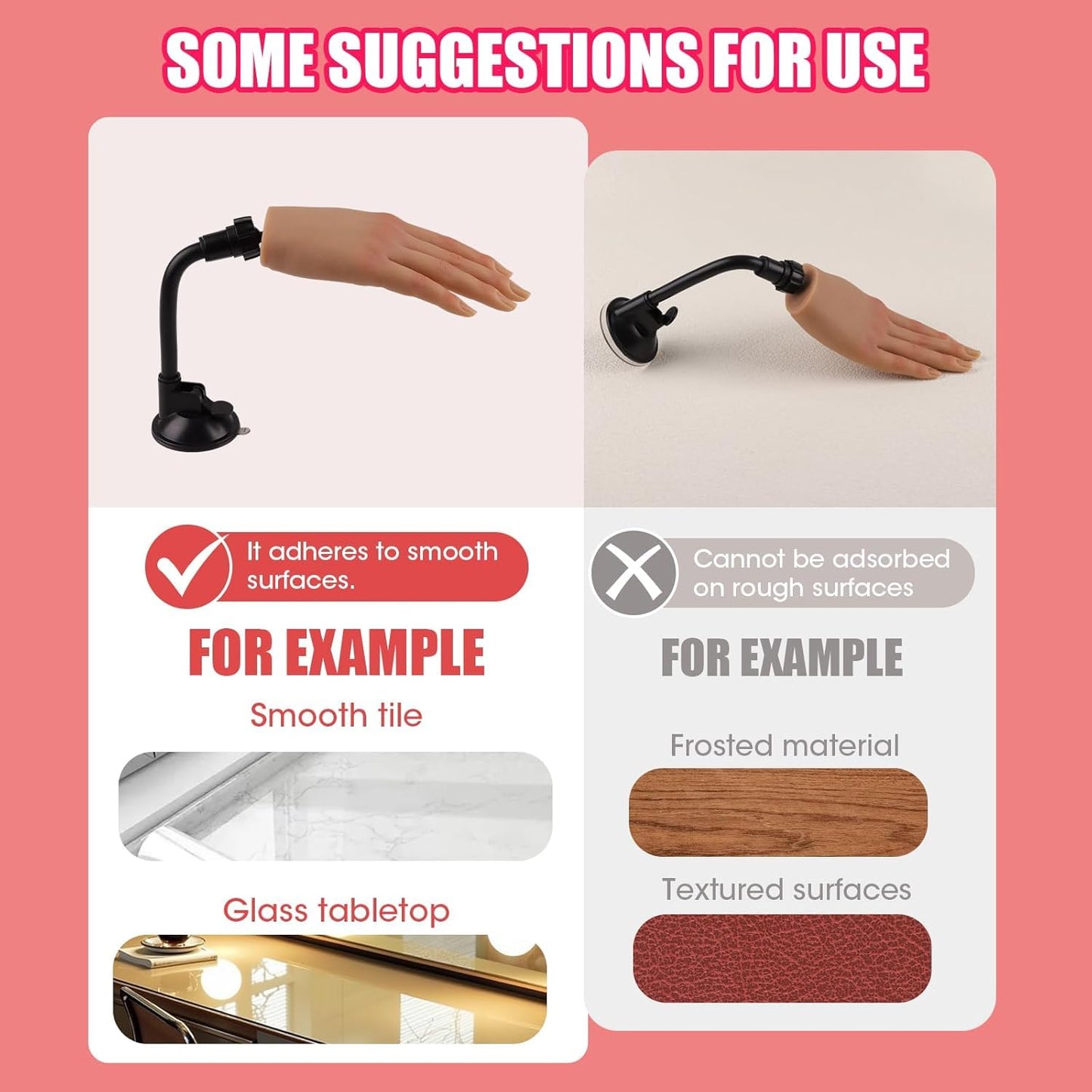 Practice Hand for Acrylic Nails with Stand Bracket, Silicone Fake Hands to Practice Fake Nails Mannequin Hand for Nails Practice and Nail Art Single Left Hand Color 4#