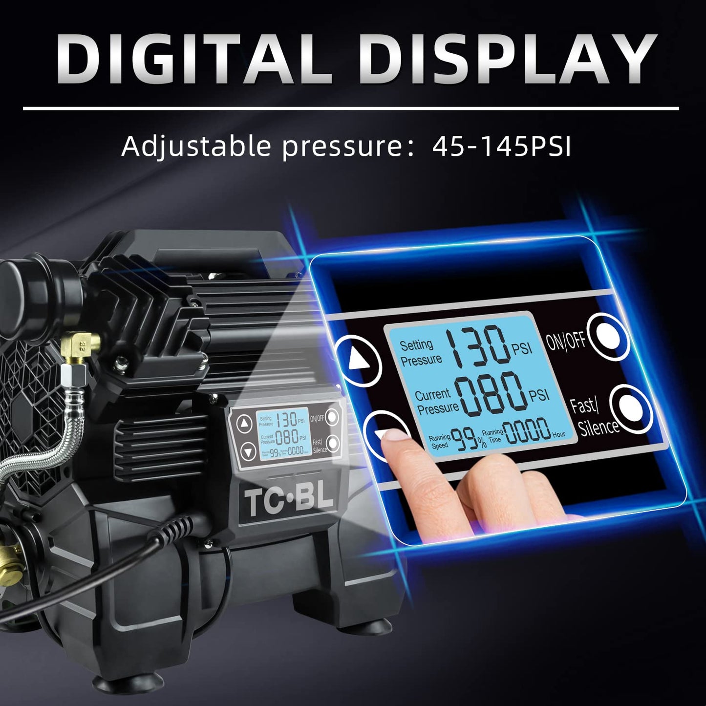 TC·BL Heavy Duty Air Compressor 145PSI 2HP Tankless and Oil Free Air Pump