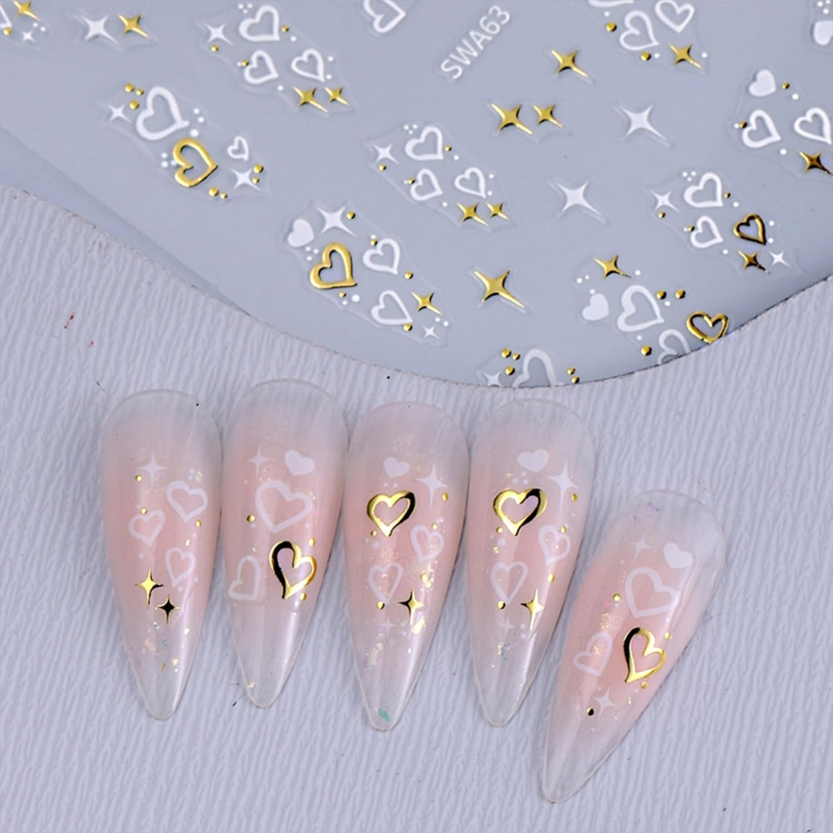 8 Sheets Valentine's Day Nail Stickers for Nail Art 3D Self Adhesive Heart Nail Art Stickers Black White Pink Valentine's Day Nail Decals Heart Nail Design Valentine Nail Art Supplies for Women