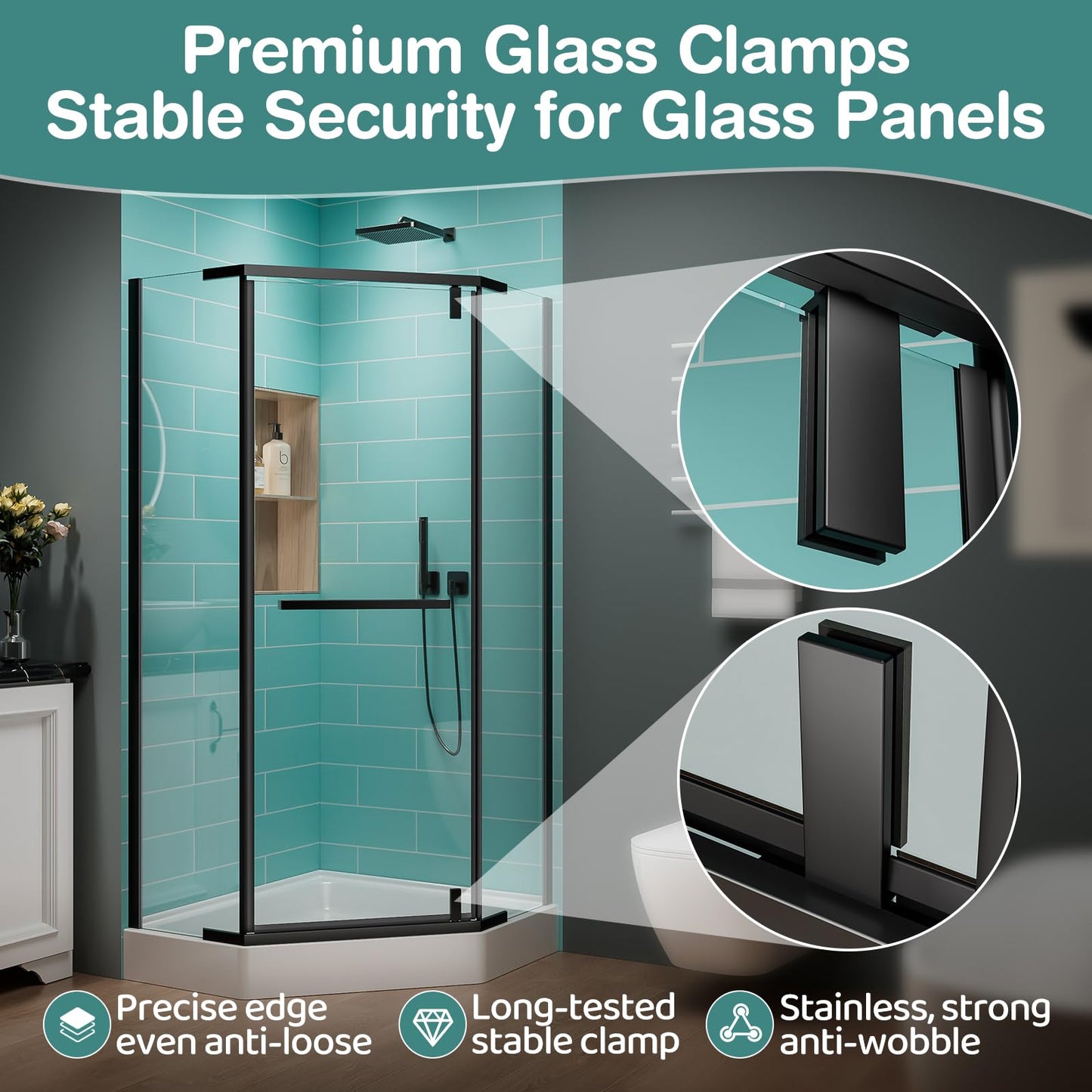 36 Corner Shower Door,36" W x 72" H Neo-Angle Corner Shower Enclosure,Frameless Pivot Shower Doors with 1/4” (6MM) SGCC Tempered Glass for Walk-in Shower,Matte Black