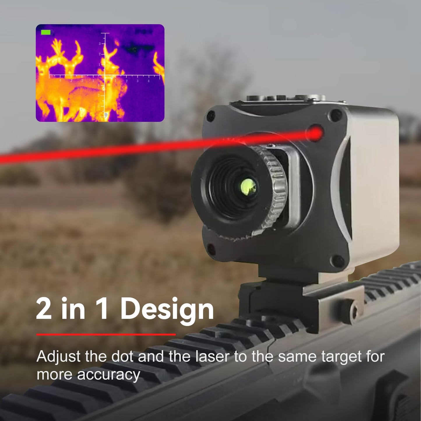 Thermal Imaging Night Vision Scope for Hunting – 320×240 Resolution Infrared Thermal Scope with Crosshair & Red Laser Aiming, Waterproof, 3X Zoom, Long Battery Life, Fits 21mm Rail