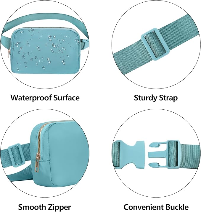 VOROLO Fanny Pack For Women And Men Crossbody Bag Belt Bag with Adjustable Strap Graduation Gifts Light Blue