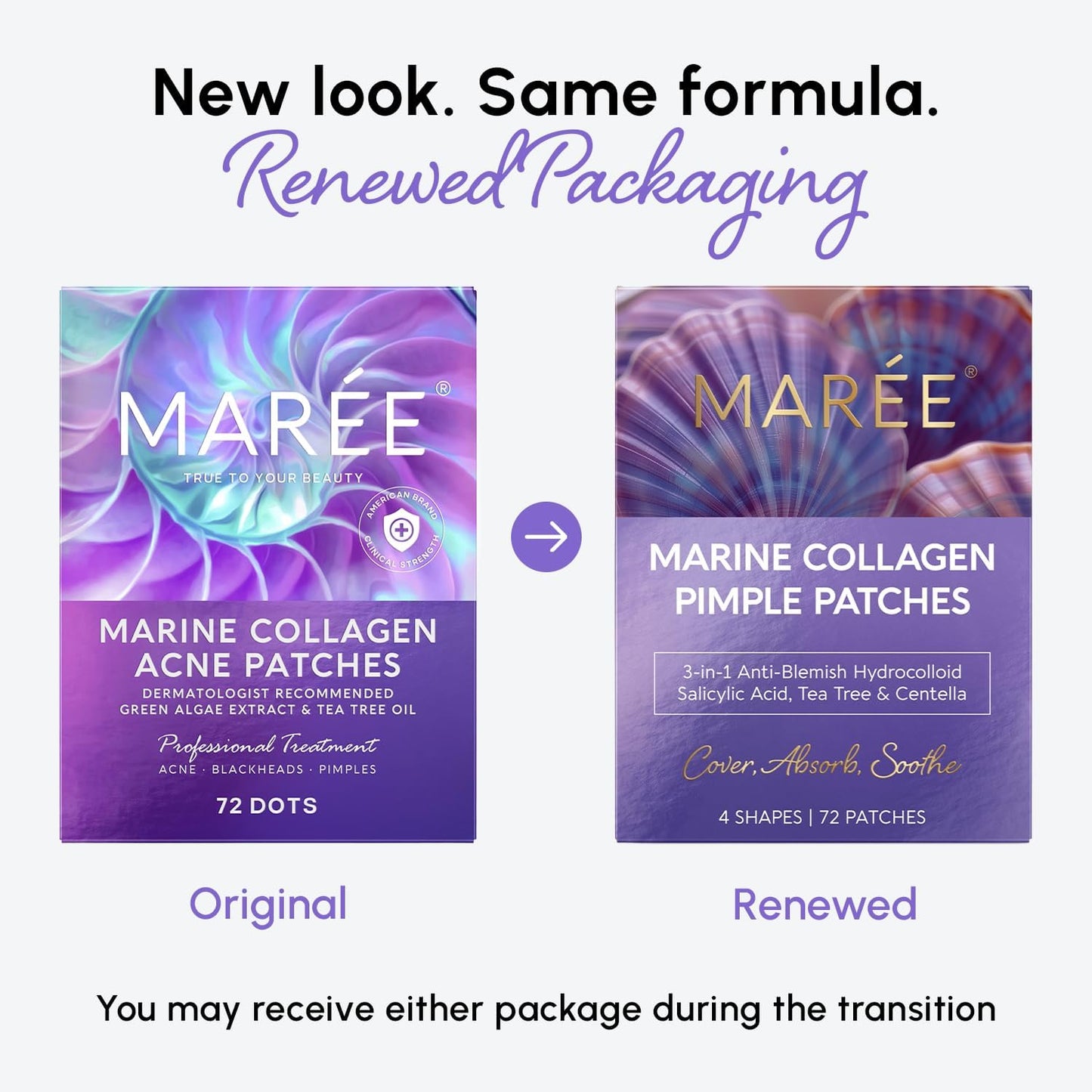MAREE Star Pimple Patches for Face - Hydrocolloid Acne Patches w/Salicylic Acid, Tea Tree Oil & Centella - Cute Pimple Patches Stars - Teens Zit Patches Stickers - Parches Para Acne - 72 Blemish Dots