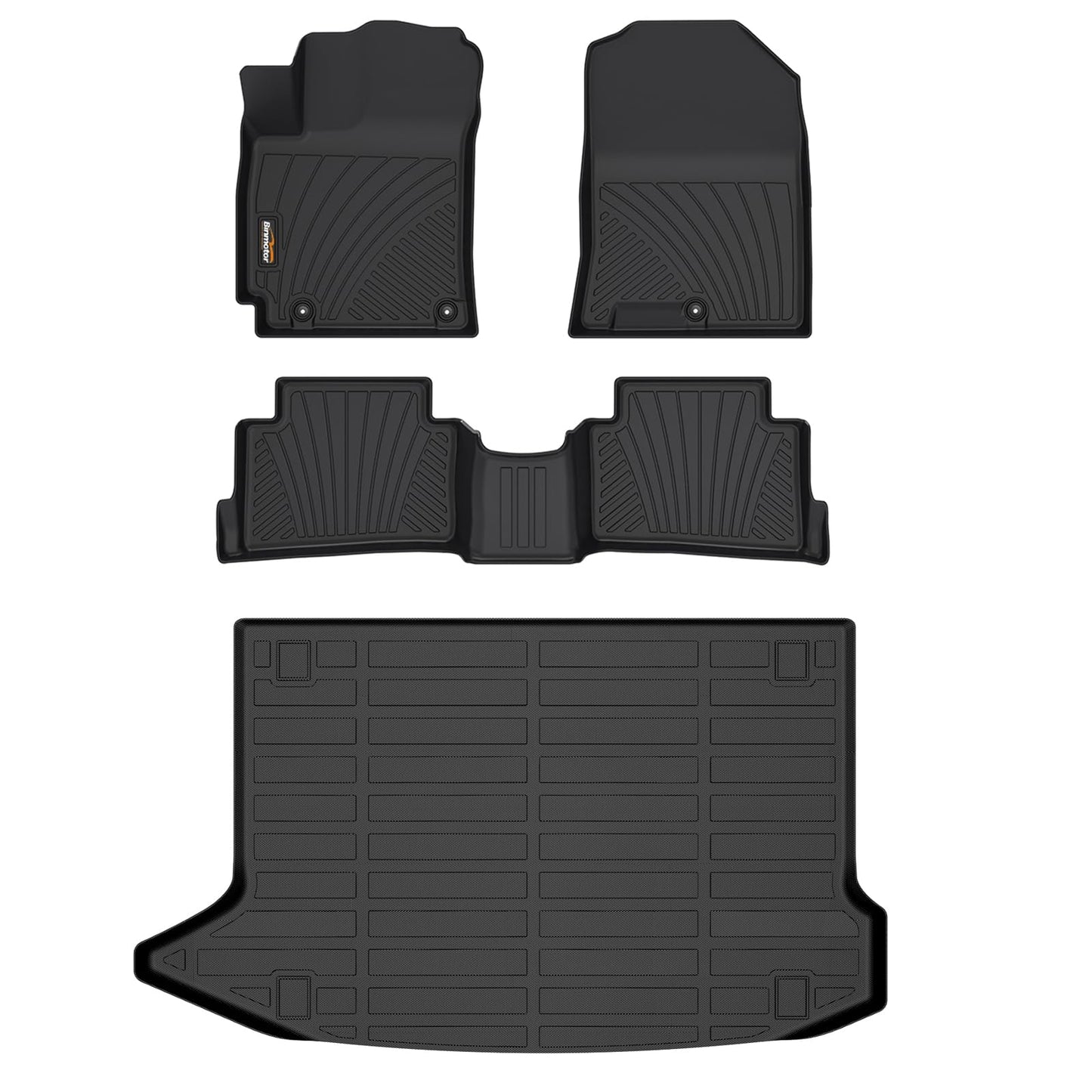 Binmotor-Floor Mats with Cargo Liner for Hyundai kona 2018-2023 & Kona N 2022 2023 (No Electric Model) SE, SEL, N Line, N, Limited Automotive Floor Liners Full Set-Black