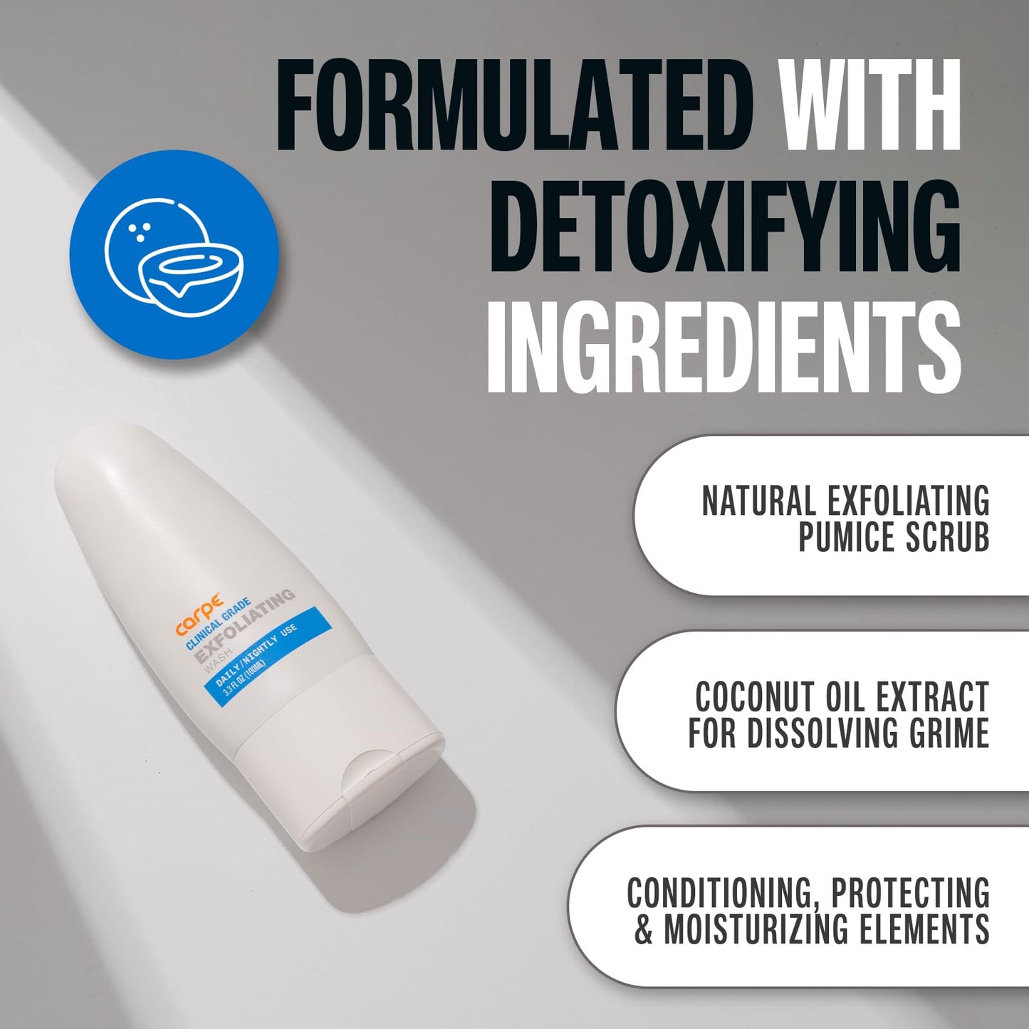 Carpe Exfoliating Underarm Scrub with Odor Protection, Underarm Exfoliator to Improve Deodorant Performance - Energizing Minty Fresh Smell - Armpit Scrub for Women and Men