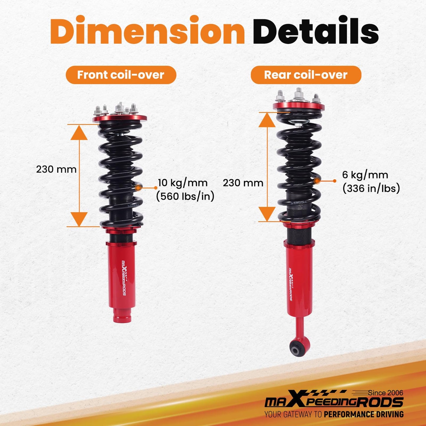 maXpeedingrods Coilovers for Honda Accord 1998-2002, for Acura TL 1999-2003, for Acura CL 2001-2003, Height Adjustable Coilovers Suspension Shock Absorber, Preset Damping Lowering Kit Red