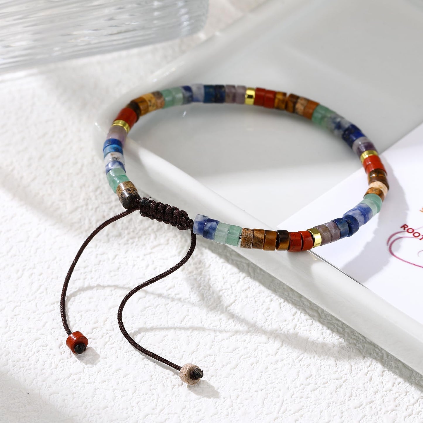 Chakra Bracelets for Women，Healing Natural Stone Bracelet 7 Chakras Healing Crystals Meditation Relax Anxiety Spiritual Jewelry for Calm Meditation Spiritual Bracelets for Women (seven color)