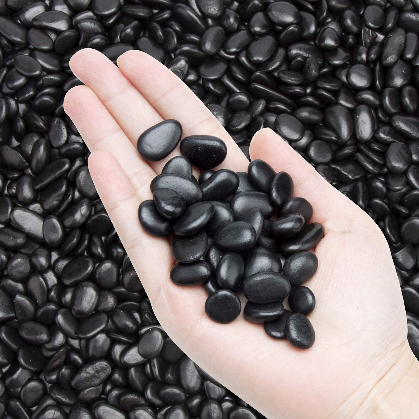 Black Small Pebbles - Decorative Gravel Rock Plant Stones,3/8" Natural Polished Stones Succulent Gravel,Pebbles Gravel for Bamboo Plants,Succulent,Home Decor,Landscaping,Vase Fillers.