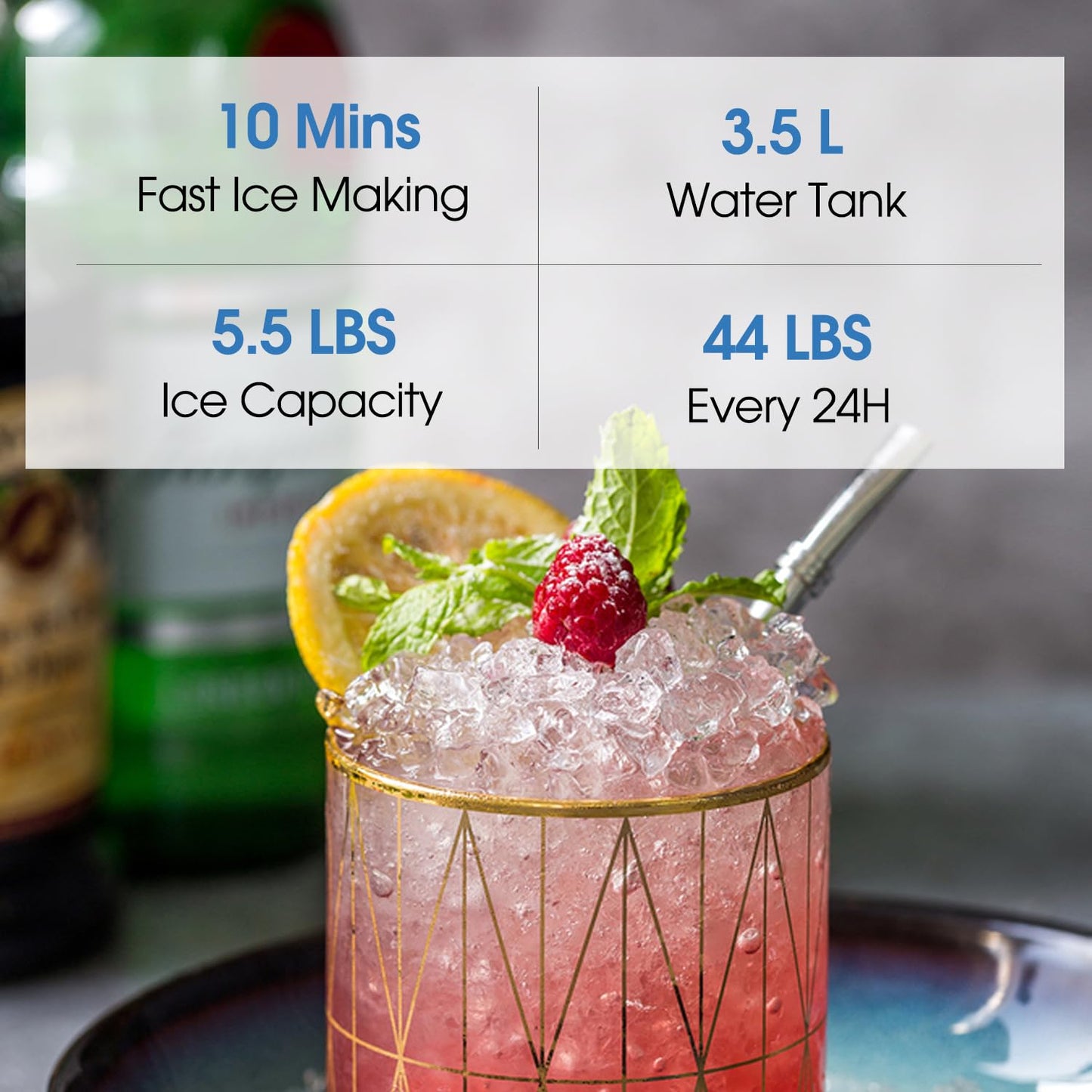 ICEVOKE Nugget Ice Maker Countertop, Pebble Ice Maker with Soft Chewable Ice, Self-Cleaning Ice Machine with Ice Scoop, 45lbs/24H, for Home Kitchen Office, Black