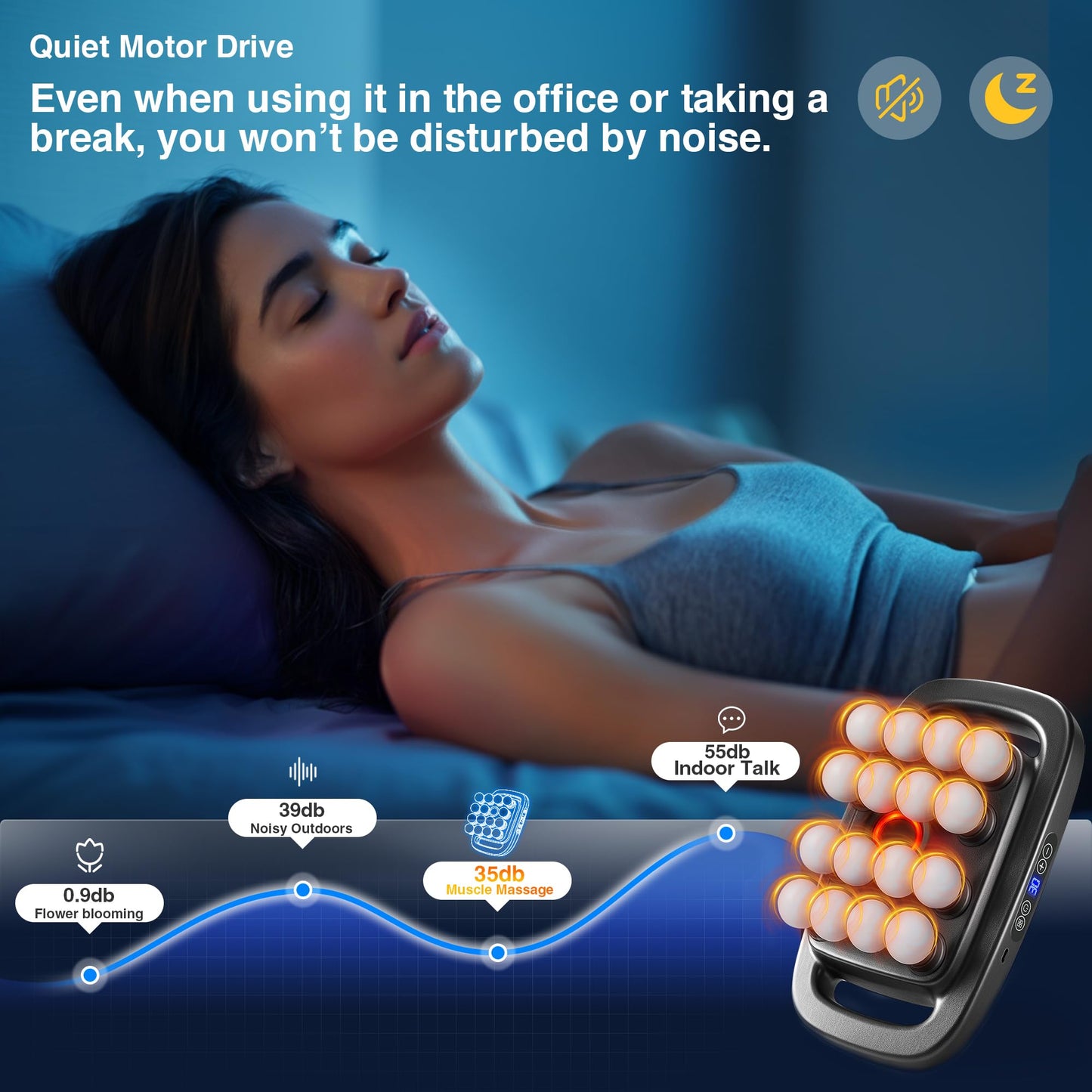 HIADGUNNR 16 Head Massage Gun Set, Deep Tissue Massage Gun Portable with 3 Modes & 30 Intensities, Red Light Therapy, Quiet Percussion Massager for Legs, Waist, Buttocks Muscles Pain Relief
